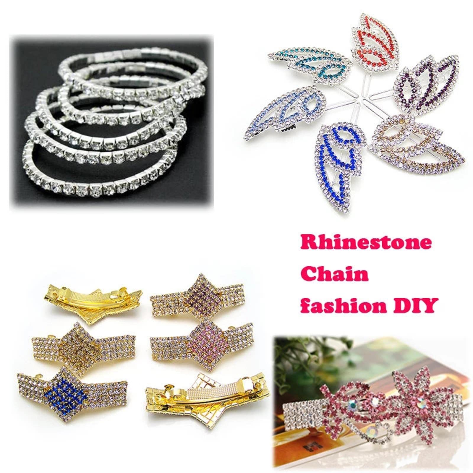 Set di 5 catene con strass per fai da te, 9,1 m, colore: oro, 10 m
