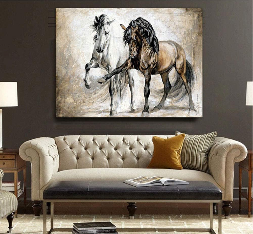 OFVV Abstract Retro vintage brown horse wall art canvas prints art home decor for Home Decoration Wall Art Bedroom Artwork Poster,60 * 90cm [Energy Class A]