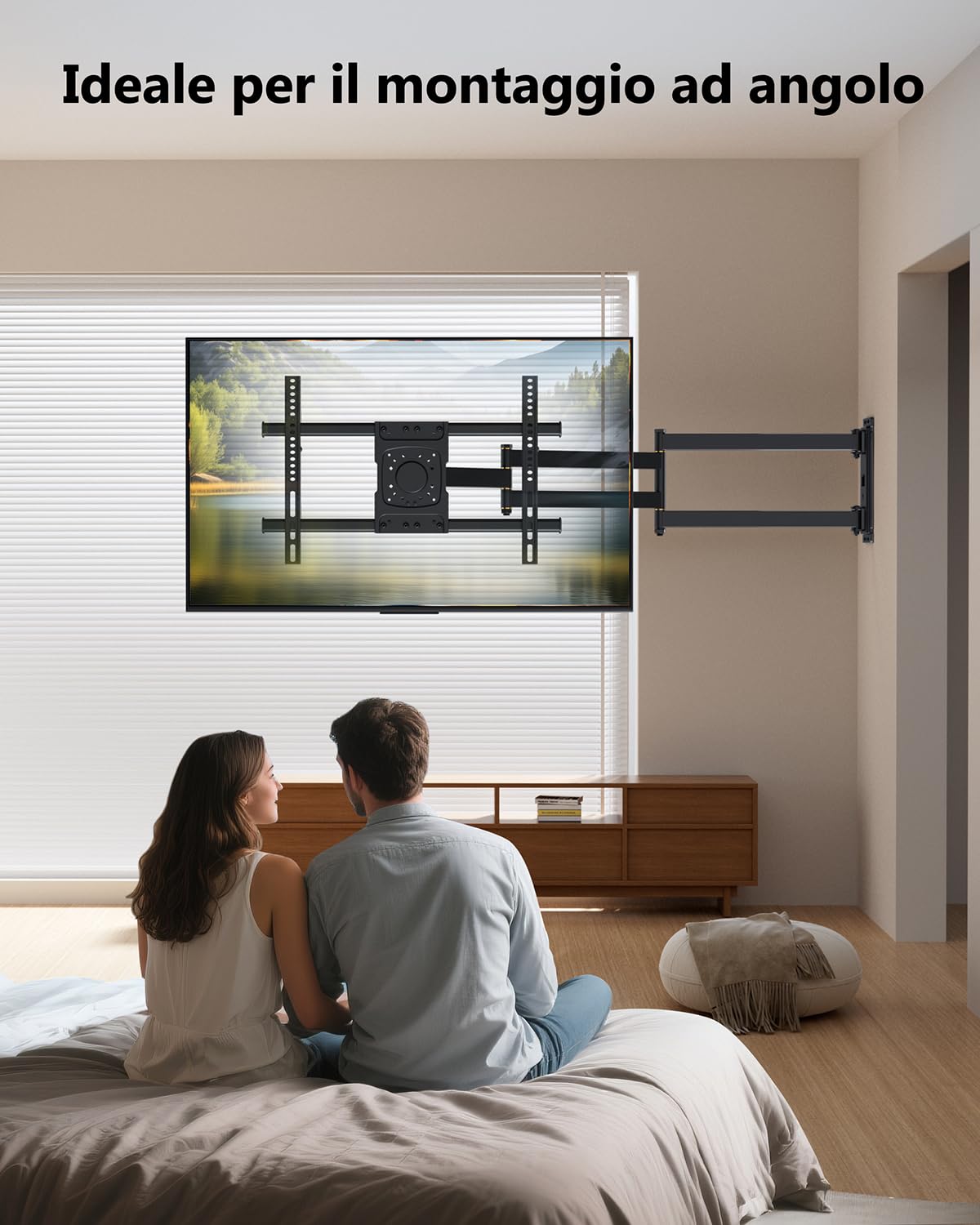 Supporto TV Parete con Braccio Extra Lungo 1016mm per Schermi LCD/LED/OLED da 37-75 Pollici, Staffa TV Girevole Inclinabile ed Estendibile, Braccio TVs ad Angolo VESA 600x400mm fino a 45kg
