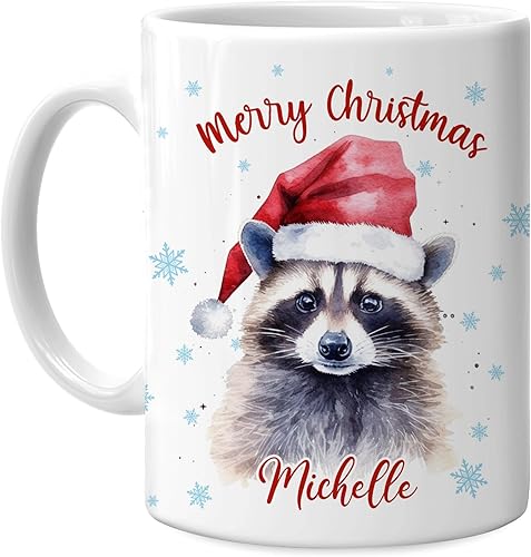 Vista 99 de Hyturtle Regalos personalizados para amantes de las ardillas, con sombrero de Papá Noel, taza de café de cerámica con nombre personalizado, taza