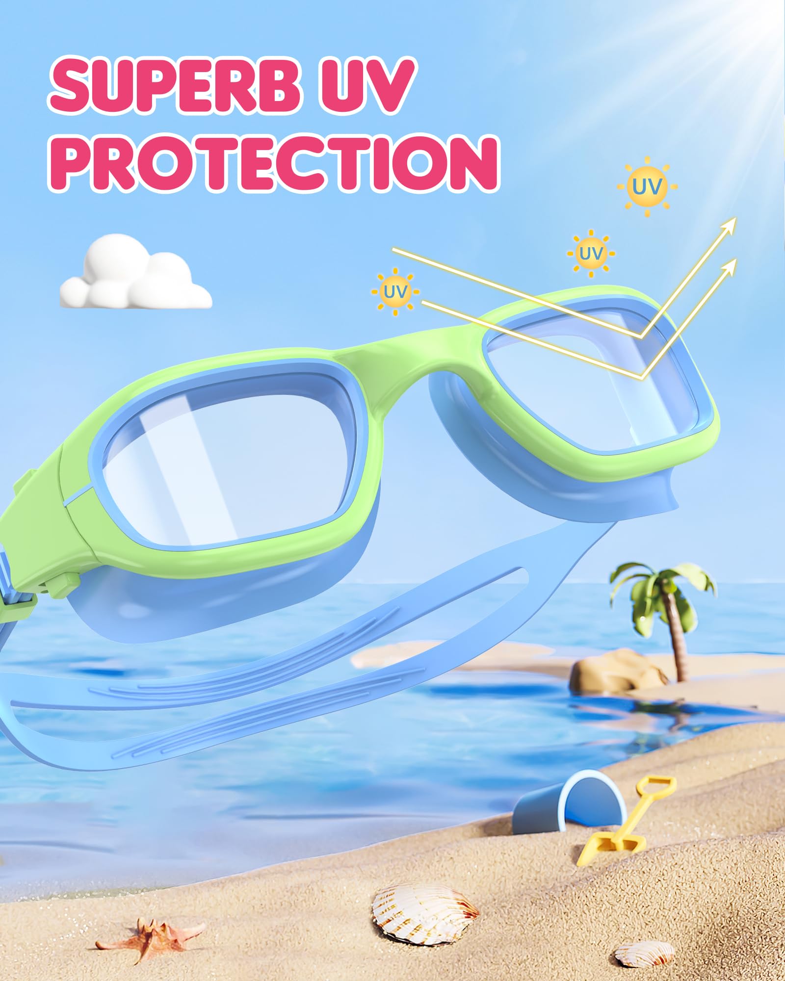 Zeligerstar Kids Swimming Goggles, Swimming Goggles for Kids 6-14, Anti Fog, UV Protection, No Leaking Wide Vision for Boys Girls - Image 2