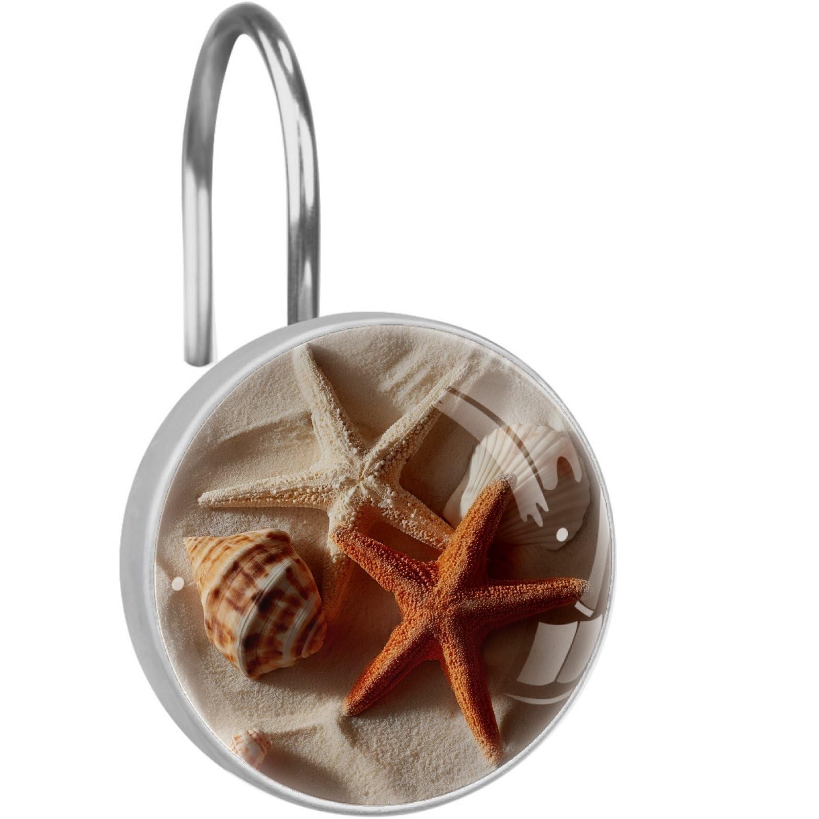 VAPOKF Shower Curtain Hooks, Beach Starfishes Rust Proof Decorative Shower Curtain Rings, Modern Farmhouse Designer Shower Curtain Hangers for Bathroom, 12Pcs