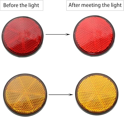 Miniatura 3 de DGZZI Reflector redondo de plástico universal de 2 pulgadas2.205 in, reflectores de advertencia reflectantes para motocicleta, bicicleta, rojo y