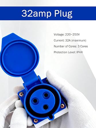 32 AMP Socket, 2P+E 220V to 250V IP44 Waterproof Wall Socket | 3Pin 1Phase Industrial Power Socke