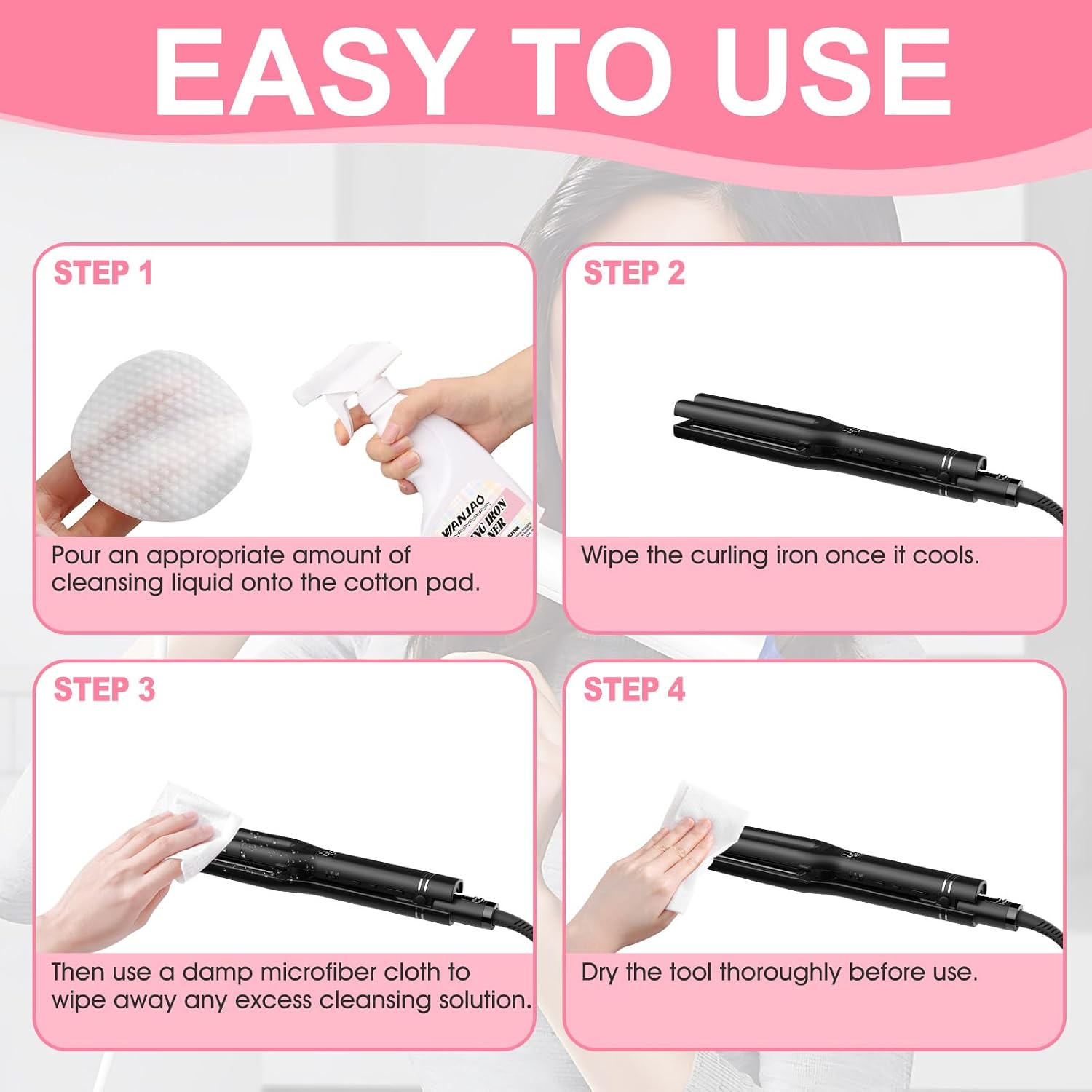 Iron Cleaner Quickly Remove Residue from Hair Straightener Curl Iron