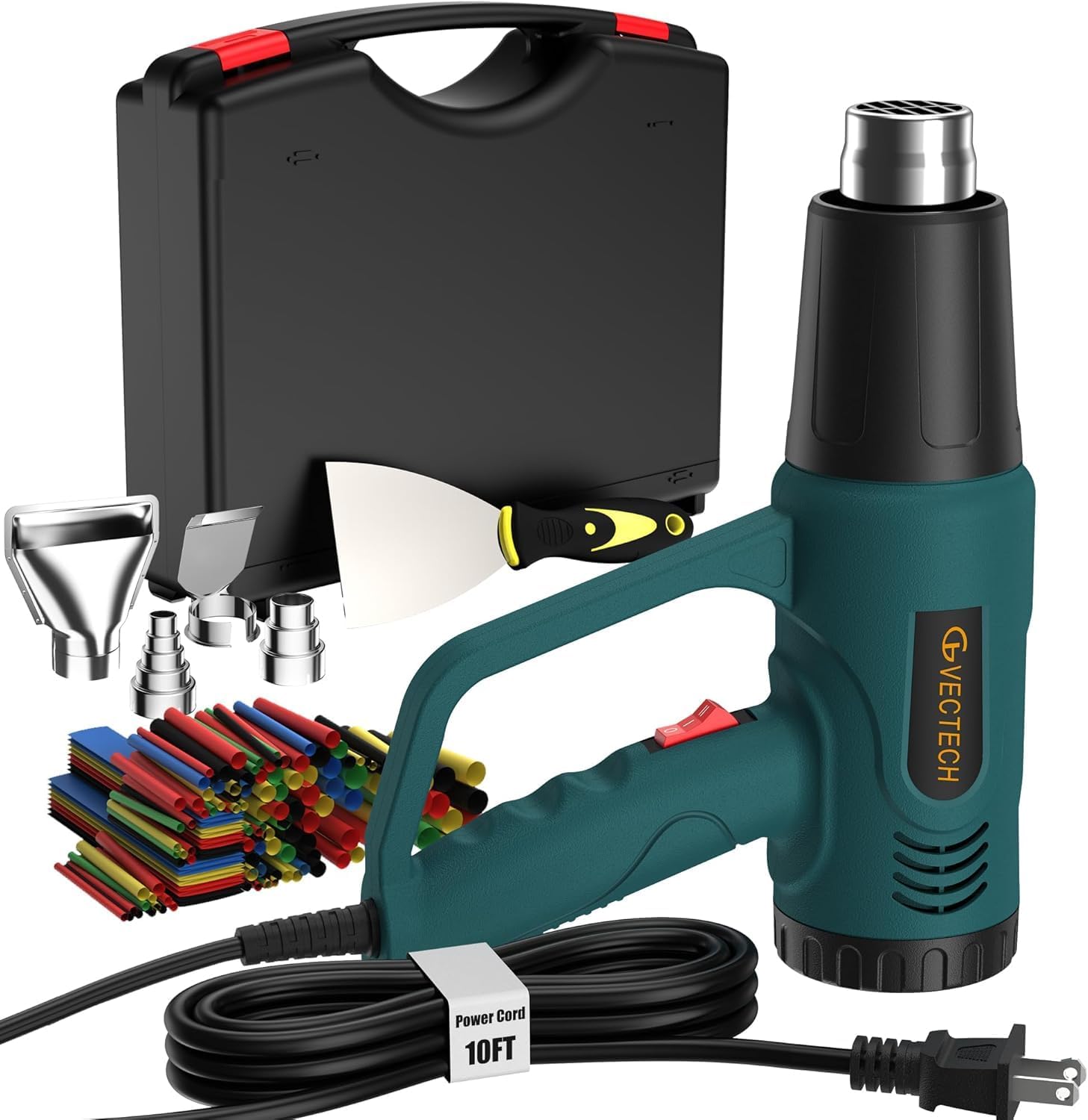 Heat Gun with Case, 10 Ft Power Cord, Fast Heating for Crafting