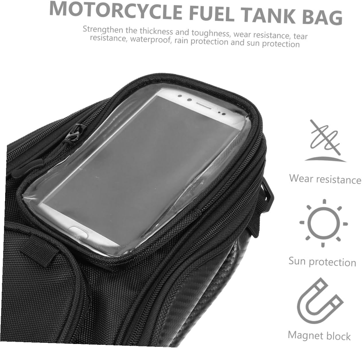TIDTALEO Oxford Motorcycle Tank Bag Magnetic Design Wear-resistant Motorbike Pouch Multi-functional Storage for Riding Accessories and Devices