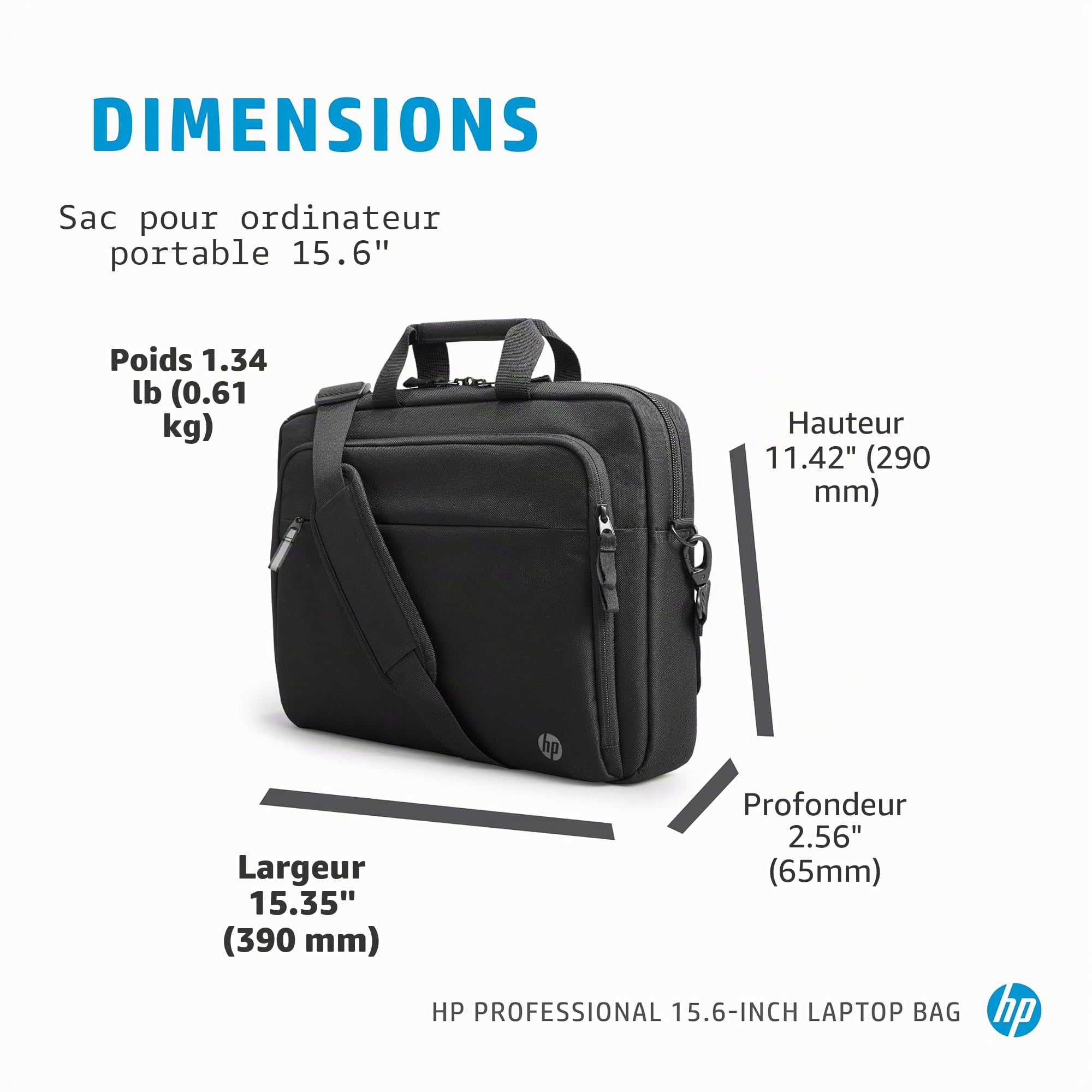 HP TopLoad Sacoche professionnelle pour ordinateur portable/Chromebook/Mac, RFID, valise pass-through – Gris