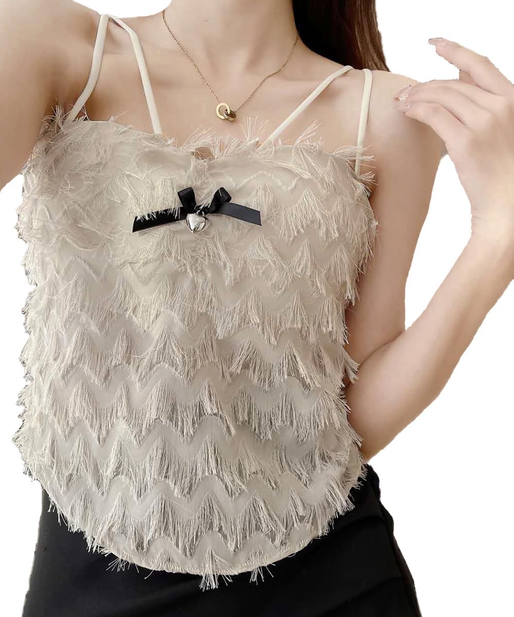 Amazon | [miniministore] フリンジキャミソールカップ付きブラトップ