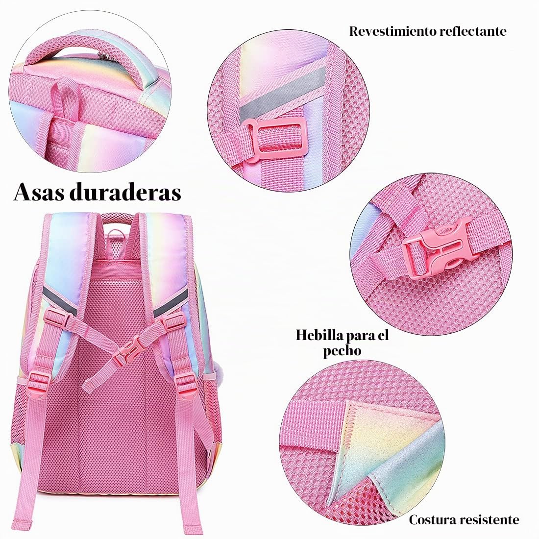 Mochila Escolar Niñas Mochila Arcoiris Chica Mochila Niño Mochilas Infantiles Rainbow Backpack Mujeres Sets de Bolsa 2 en 1 con Estuche - Teenage Girls Daypack para Viajes
