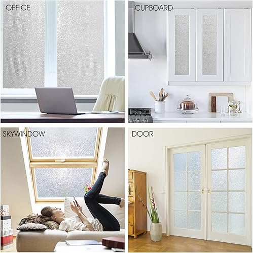 Miniatura 6 de KESPEN - Película esmerilada de privacidad para ventana, control de calor, bloqueo solar, calcomanías de vidrio con adherencia estática, no