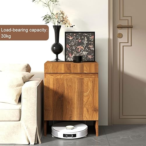 Miniatura 6 de Gabinete de almacenamiento con puertas para robot aspirador, mesa auxiliar para oficina en casa, estante independiente de madera para sala de estar,