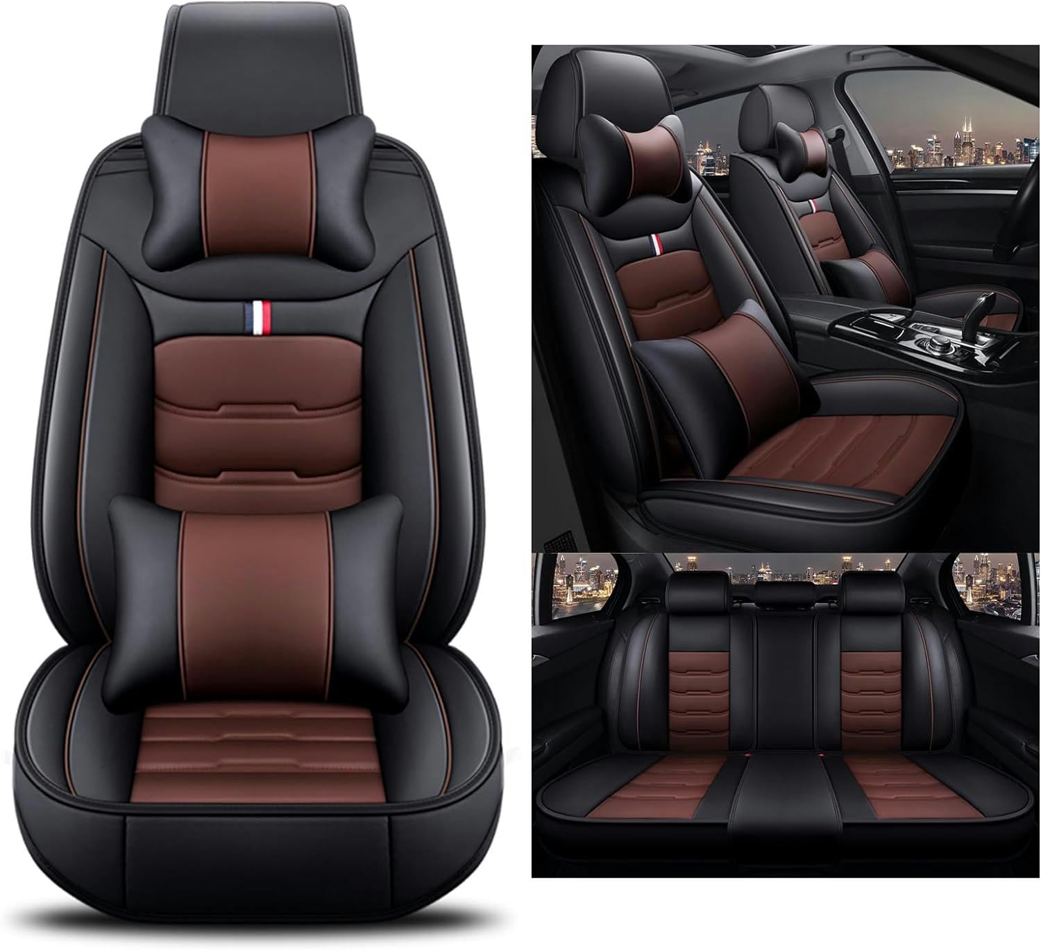 IXITAB Car Seat Covers Universal Full Set for Chevrolet Corvette Grand Sport C6/Corvette Z06 C6/Corvette Stingray Cabriolet C7 Car Accessories,Black coffee luxury