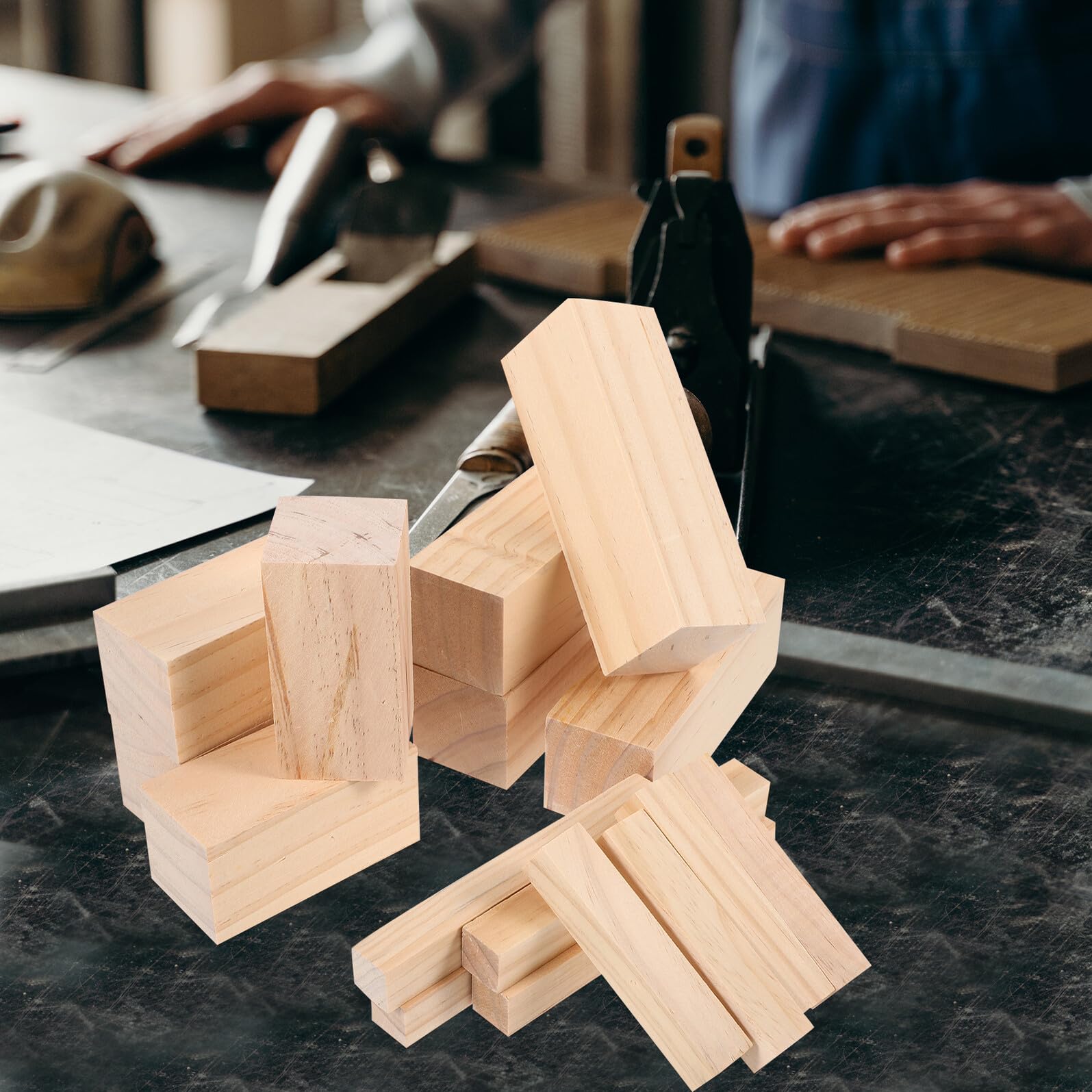 Alipis 16 Stück Teiliges Rechteckiger Holzsäulen aus Naturbelassenem Lindenholz zum Schnitzen und Basteln für Anfänger Splintfrei Glatt für DIY Holzarbeiten und Kreative Projekte