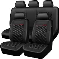 Vista 13 de CAR PASS Funda de asiento de cuero acolchada para dos asientos delanteros, universal, impermeable, de lujo, de PU premium, de vinilo