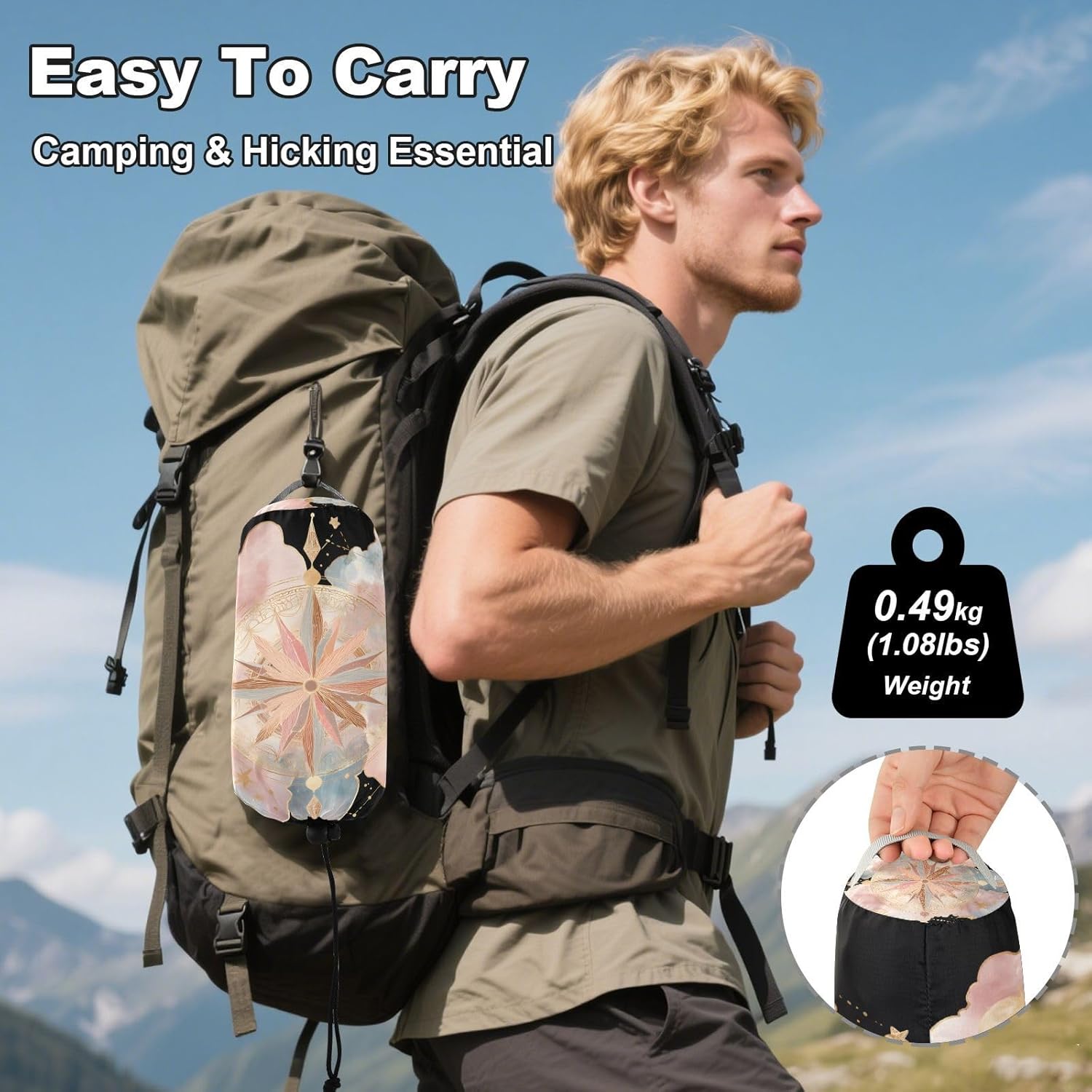 ALAZA Moon Stars Compass Alchemy Camping Hammocks Single or 2 Person 500 lbs Portable Parachute Travel Hammock w/Tree Straps for Hiking Backpacking Indoor Outdoor