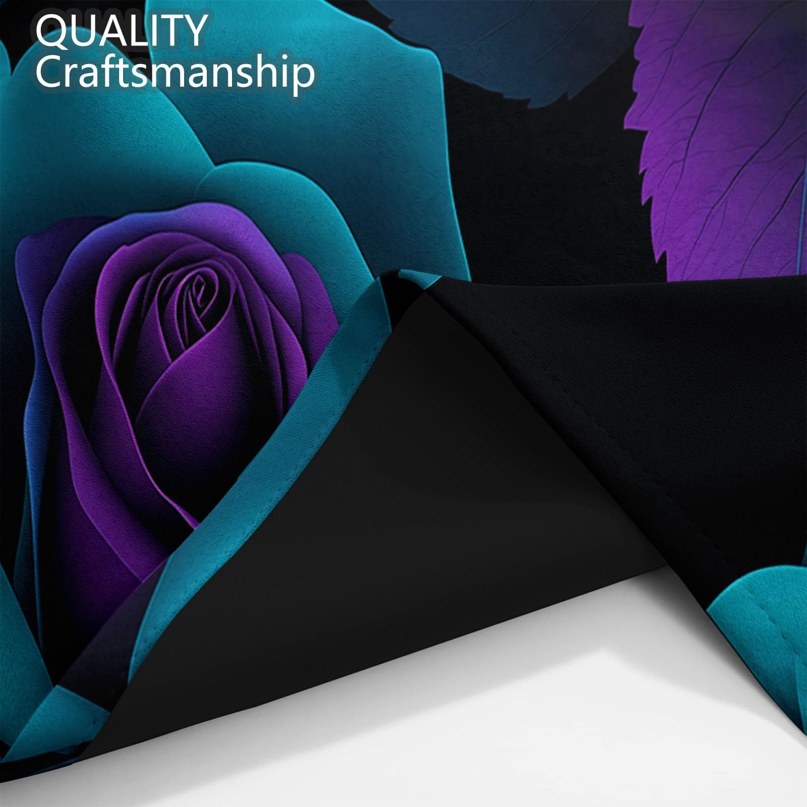 Tende Oscuranti per Interni 2 Pezzi 140x140 cm (LxA), Fiore Rosa 3D Foglie Tenda Coprente per Soggiorno, Termiche Isolanti Nero Tendaggi per Interno Finestra per Salotto Cucina