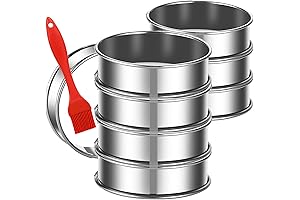 8-Piece Round Nonstick Baking Rings for Muffins, Crumpets, and More