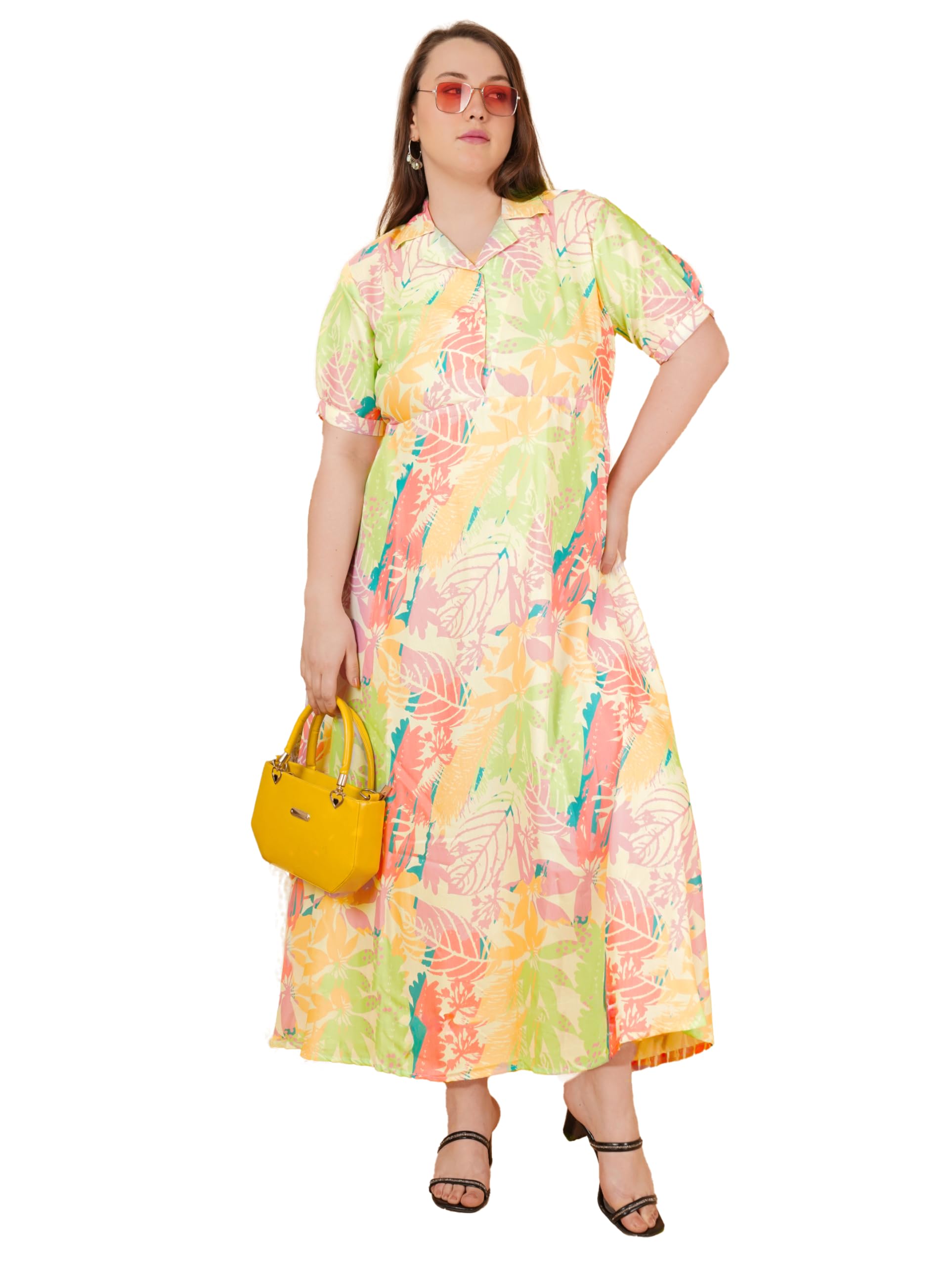 IndietogaWomen's Plus Sizes Floral Printed Rayon Fit and Flare Long Maxi Dresses (2XL to 7XL)-image-15