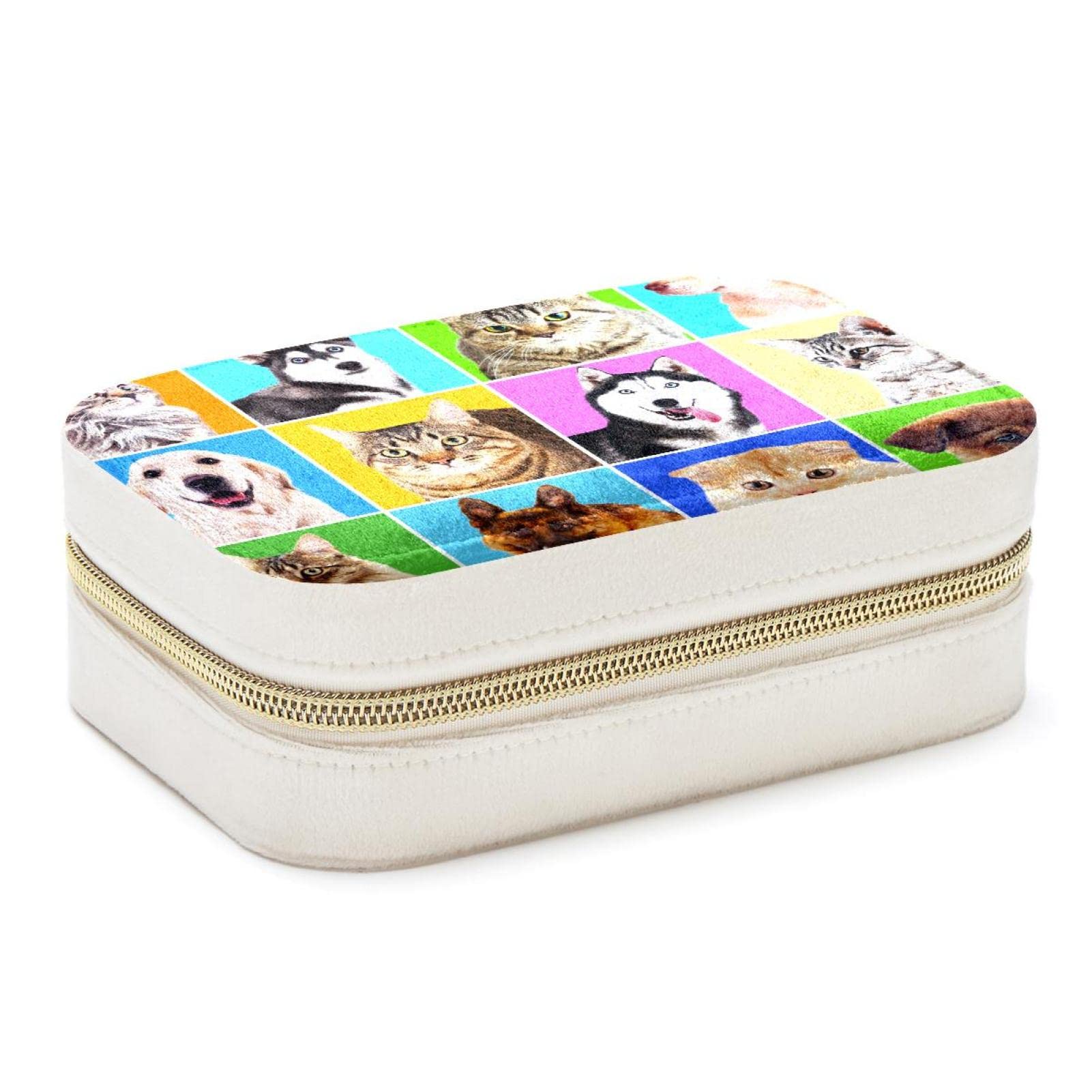 Boîte de rangement bijoux cadeau femme motif portrait animalier pour colliers