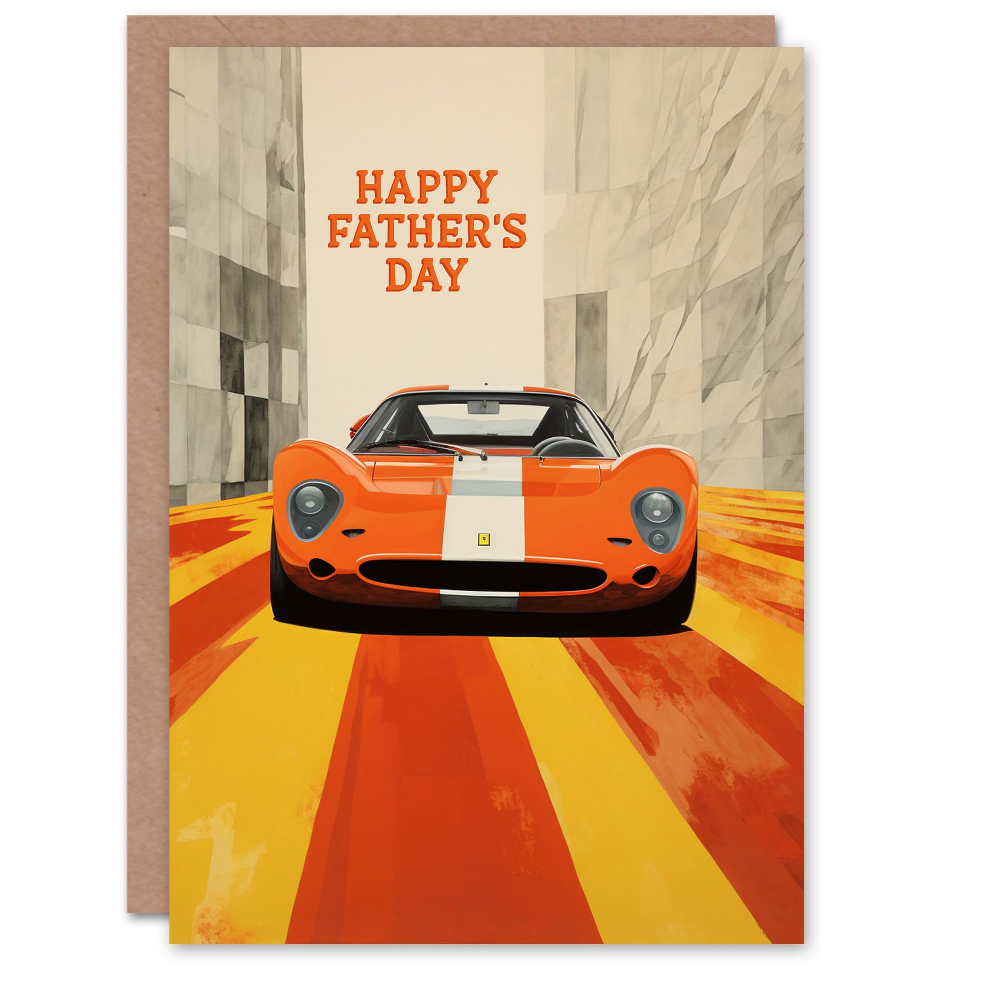 Fathers Day Greeting Card Racing Muscle Car Race Dad