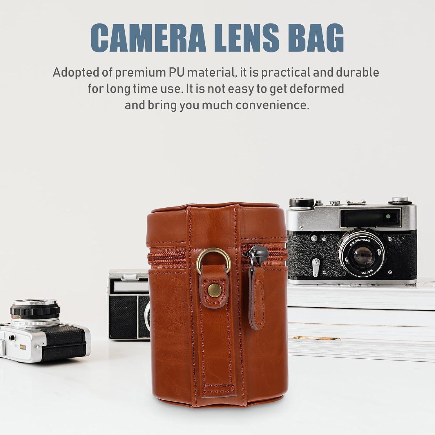 Toddmomy Water Resistant Camera Lens Bag and Protective Lens Storage Pouch for Dslr Cameras Suitable for Outdoor Photography Brown