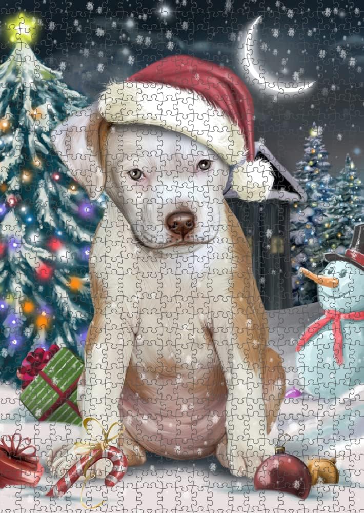 Have a Holly Jolly Christmas Pit Bull Dog Jigsaw Puzzle for Adults - Animal Printed Interlocking Puzzle Game Artwork - Gift for Dog Lover's -1000 Pcs 29.5"x19.7", PZLE58969