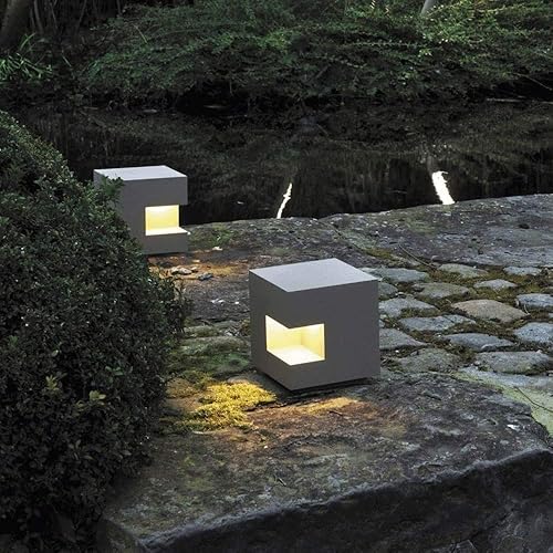 Miniatura 2 de Lámpara de poste LED de luz profesional impermeable para el suelo, pilar de césped moderno externo cuadrado linterna de jardín de calidad al aire
