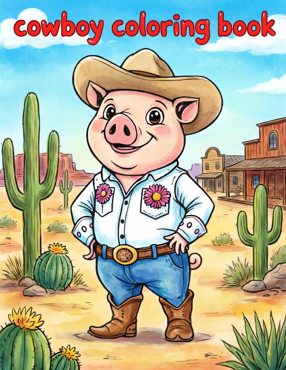 cowboy coloring book: 40 Coloring Pages with Adorable Western Characters .