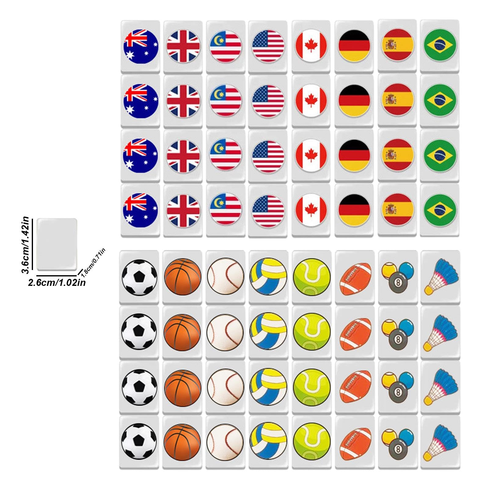 Mahjong Spiele Set,Mahjong Set - Mahjong Blockpuzzle Spiel - Mahjong mit | Nationalflagge,64 Bausteine,Tragbare Gesellschaftsspiele mit Mahjong Fliesen für divert