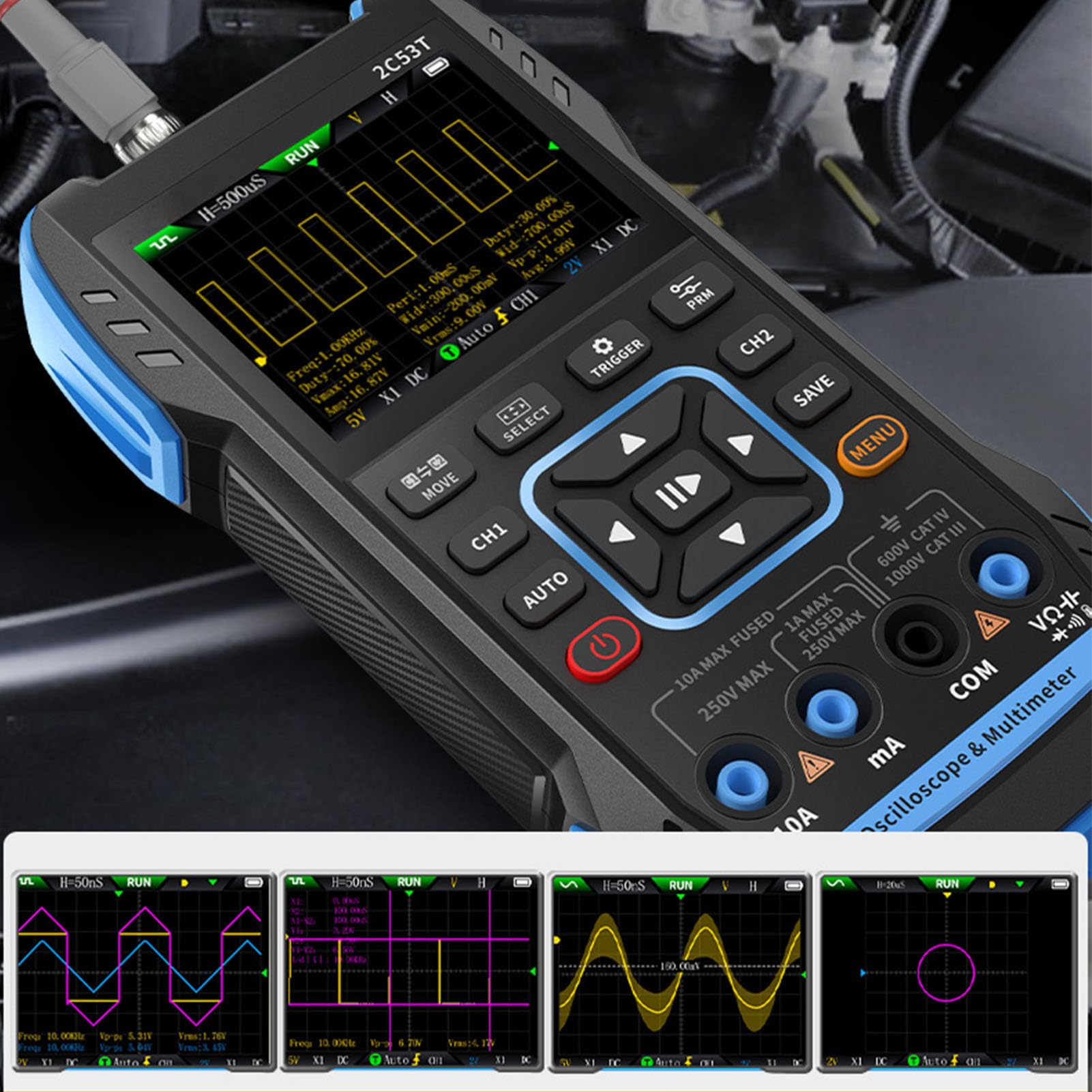 FTVOGUE Tragbares Digitales Oszilloskop-Multimeter, 2,8-Zoll-LCD-Display mit DDS-Signalgenerator für die Automobilelektrik