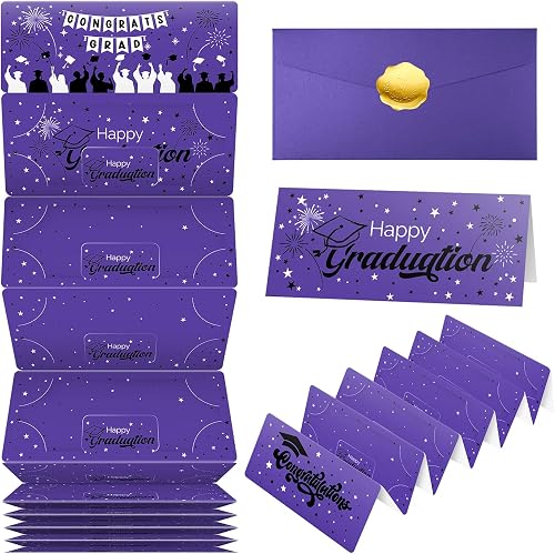 Purple Graduation Envelope Money Holder with 10 Slots, Surprise Cash Gift Card Holders for Girls Boys College, High School Graduate Party Supplies.