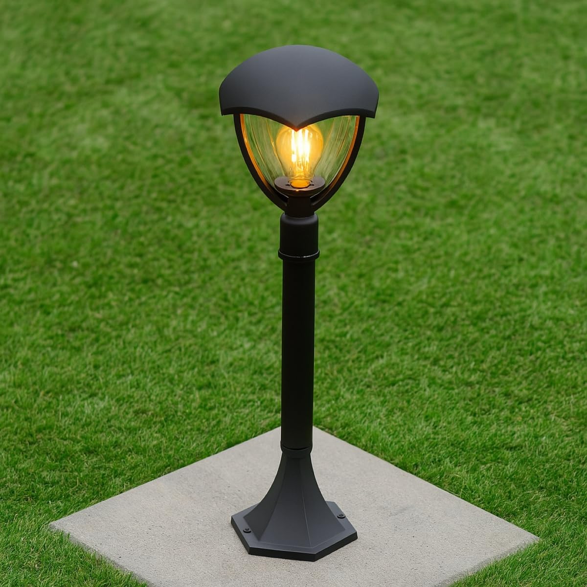 CGC Lighting Black Curved Post Bollard Coach Lantern Outdoor Garden Light Porch Patio Garden Contemporary Vintage