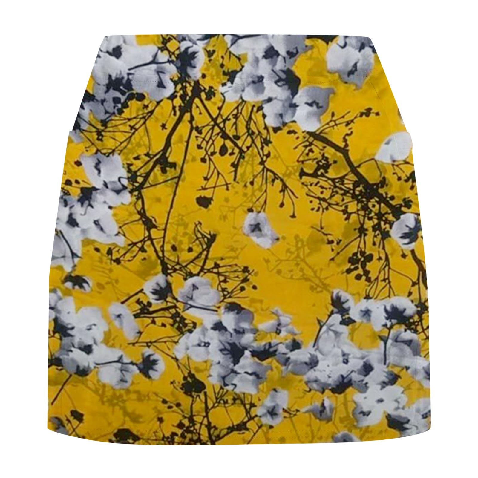 Jupe Short Femme Ete Sport 2 en 1 Grande Taille Jupe Tennis avec Poche Décontracté Skorts Skirt Ventre Plat Fleurs Imprimé Jupette pour Le Golf La Randonnée La Course À Pied Le Cyclisme
