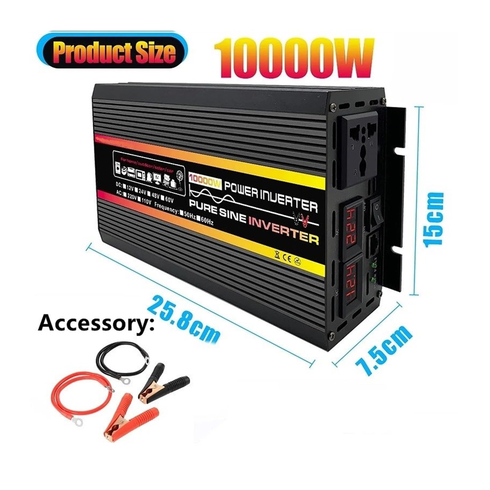 Power Inverter Inverter Potenza 12000W E 10000W Inverter Solare Pe A Onda Sinusoidale Pura Trasformatore Tensione DC12/24/48/60V A AC 220V(24V,110V 60HZ,10KW)