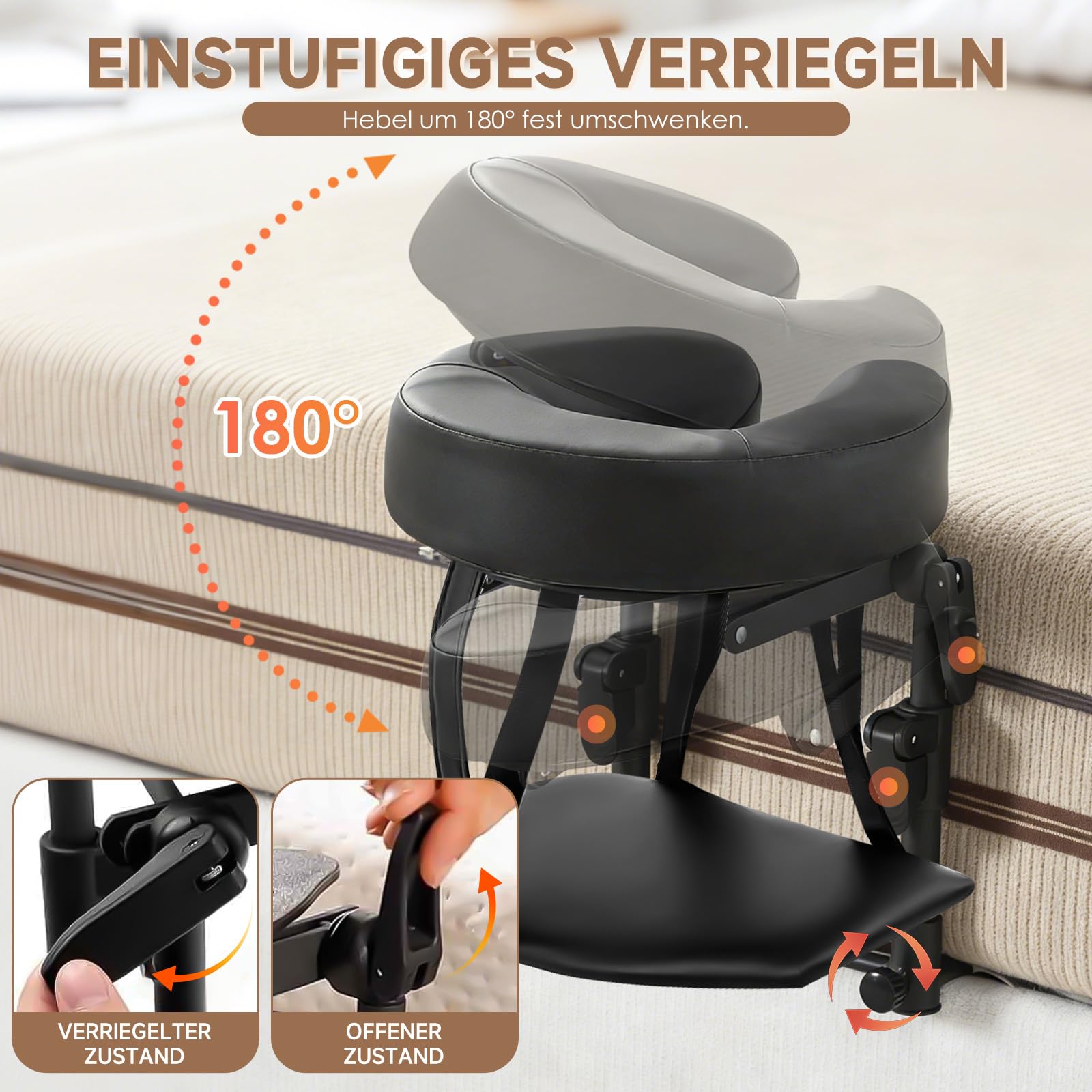 Massage Kopfstütze für Bett, Höhe 14–45 cm, Ergonomische Kopfstütze & Kissen mit Gesichtsschlitz, kompatibel mit Massageliege, Massagetisch, Kosmetikliege, Kopf Massage Zubehör, mit Armlehne