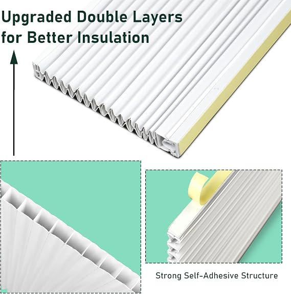 Flehomo Window Air Conditioner Side Panels with Double Layers, Adjustable Insulation AC Side Panel, Window Unit Replacement Screen, Fits Up to 17 x 10, White