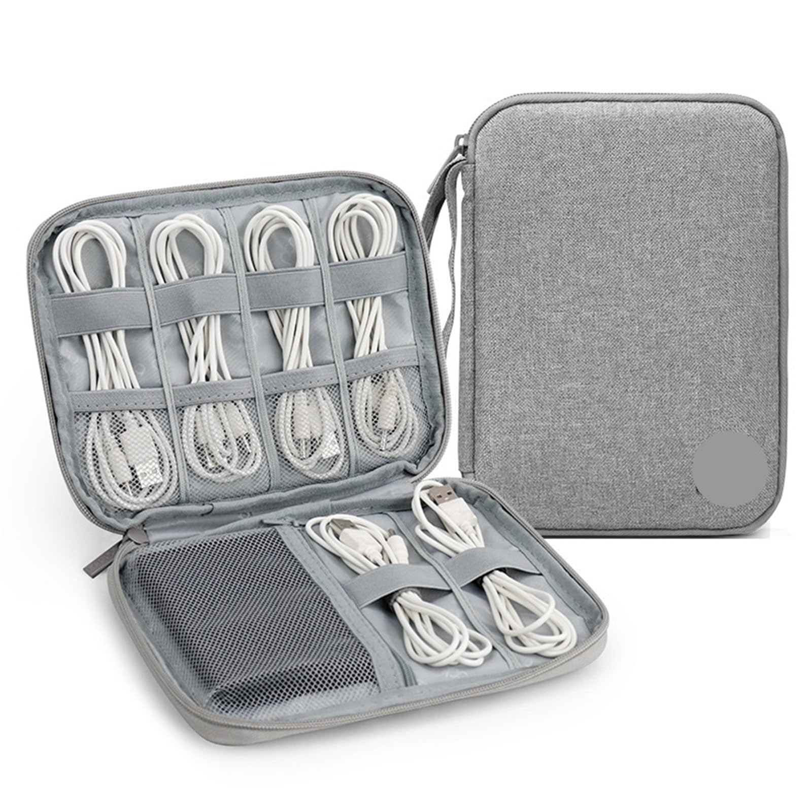 Torba na akcesoria elektroniczne, Akcesoria elektroniczne Kabel USB Etui do przechowywania kabli Cyfrowa organizacja(Large Gray)