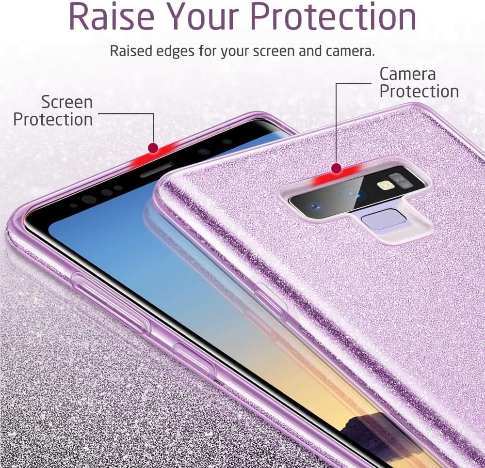 ESR Makeup Glitter Case Compatible for Samsung Galaxy Note 9, Glitter Sparkle Bling Case Protective Cover [Three Layer][Supports Wireless Charging] for Galaxy Note 9 6.4 inch, Purple(Released in 2018)