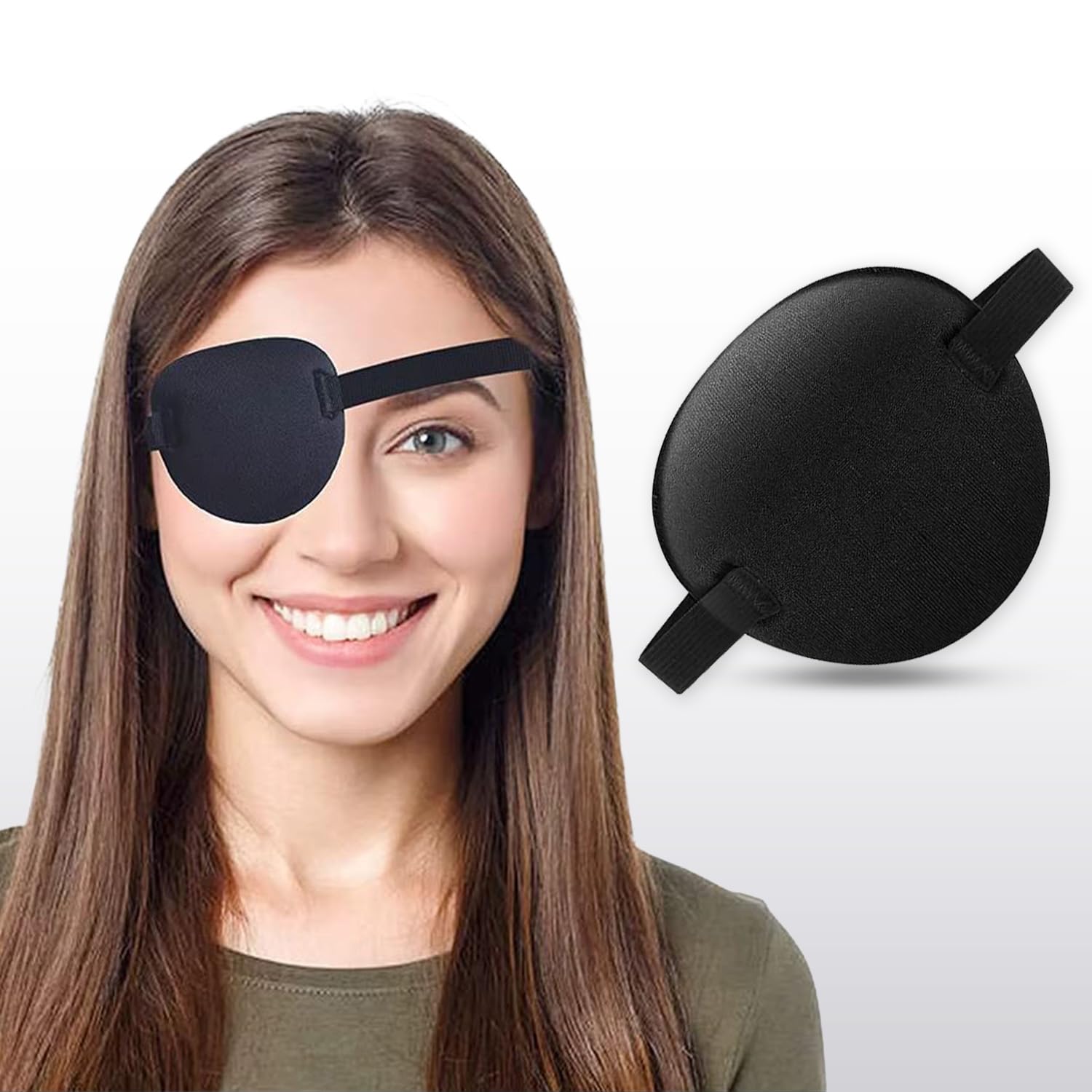 Adjustable Eye Patches for Kids & Adults, Medical Eye Patches for Amblyopia Lazy Eye Patches for Left or Right Eyes, Black 3D Adjustable Eyepatch | Pirate Patch for Halloween & Christmas (Black, Pack of 1)-image-32