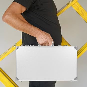 DOITOOL Metal Briefcase,Silver Aluminum Briefcase with Lock