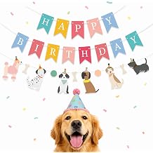 Dog Birthday Banner with Cute Paw Prints,DIY Adjustable Puppy Party Decorations Set, Lightweight & Wall-Safe Bunting Backdrop for Pet Gotcha Day, Indoor Outdoor Celebration Photo Prop