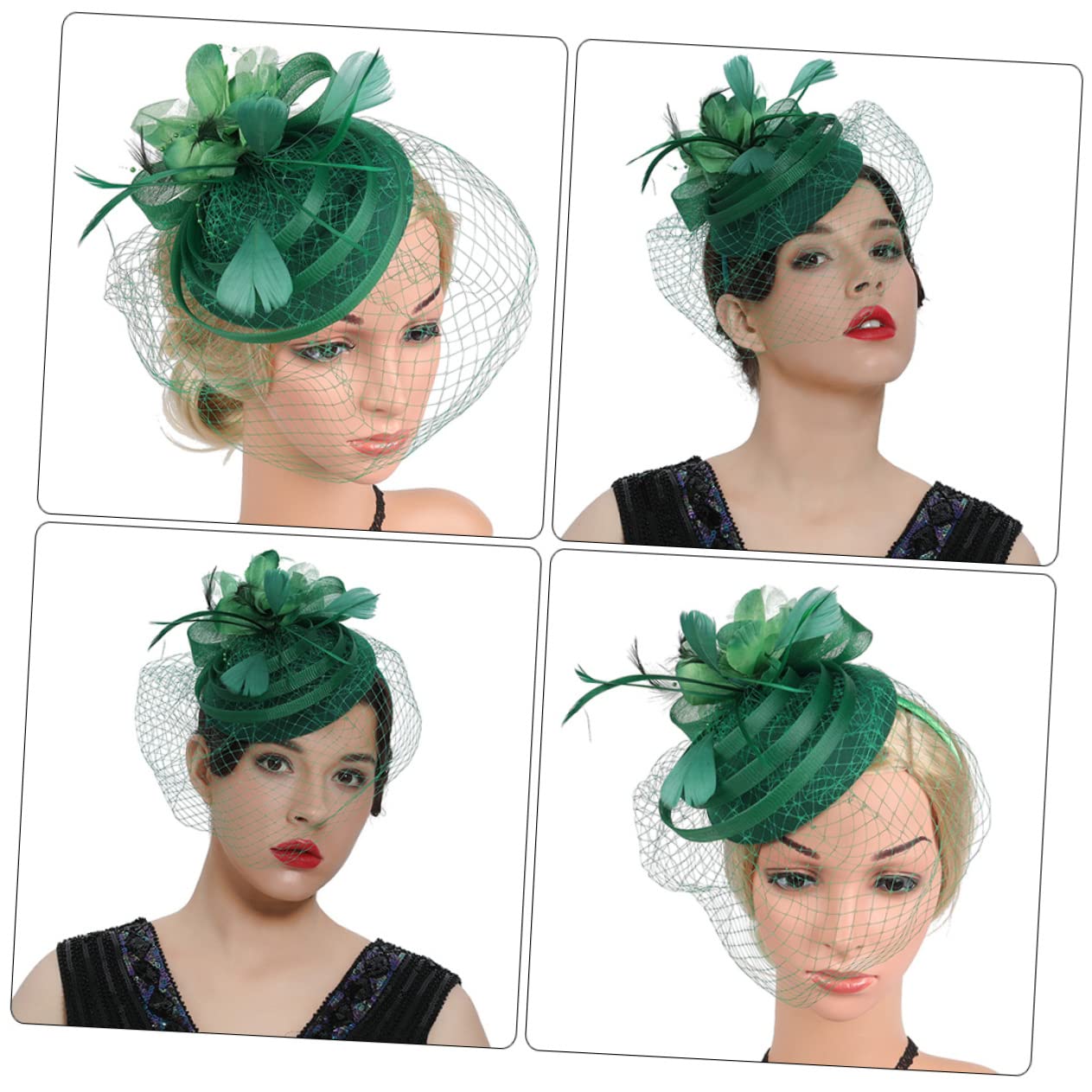 Beavorty 3pezzi Fascinator Elegante Rete e Piume per Tea Party e Matrimoni Accessorio per con Clip e Cerchietto Adatto per Eventi e Cerimonie Scuro