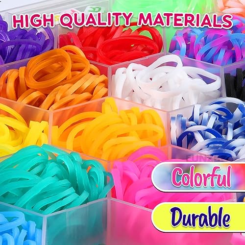 Miniatura 4 de Motiveplay Más de 1000 bandas de goma de telar para pulsera, kit de fabricación de joyas coloridas para niños, artes y manualidades, kit de