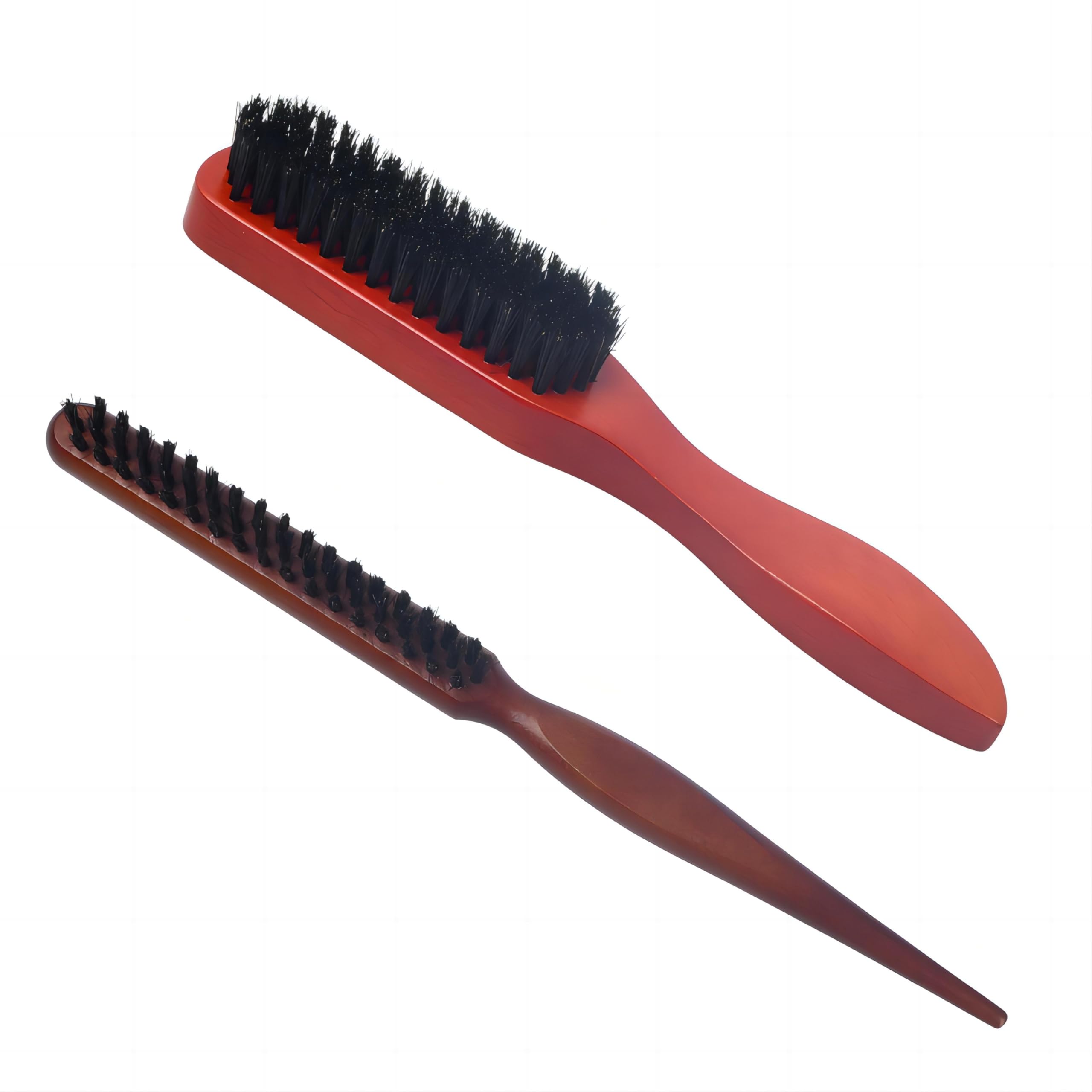 2 Pcs Cepillos de Pelo de Cerdas de Jabalí Mujeres, Hombres Cepillo para Barba Peine para Bigote de Cerdas Naturales, Cepillo para Cabello de Salón, Peine de Aseo de madera para Desenredar y Peinar