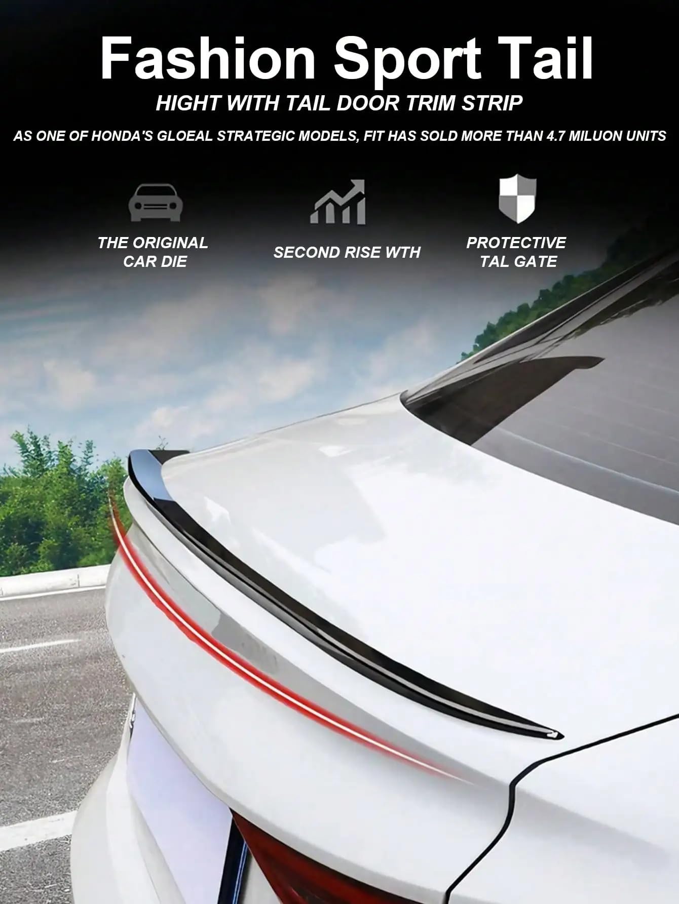 Spoiler dachowy Uniwersalny Spoiler Samochodowy - Skrzydło Spoiler Bagażnika DIY, Jodła Do Sedanów/Hatchbacków/SUV-ów