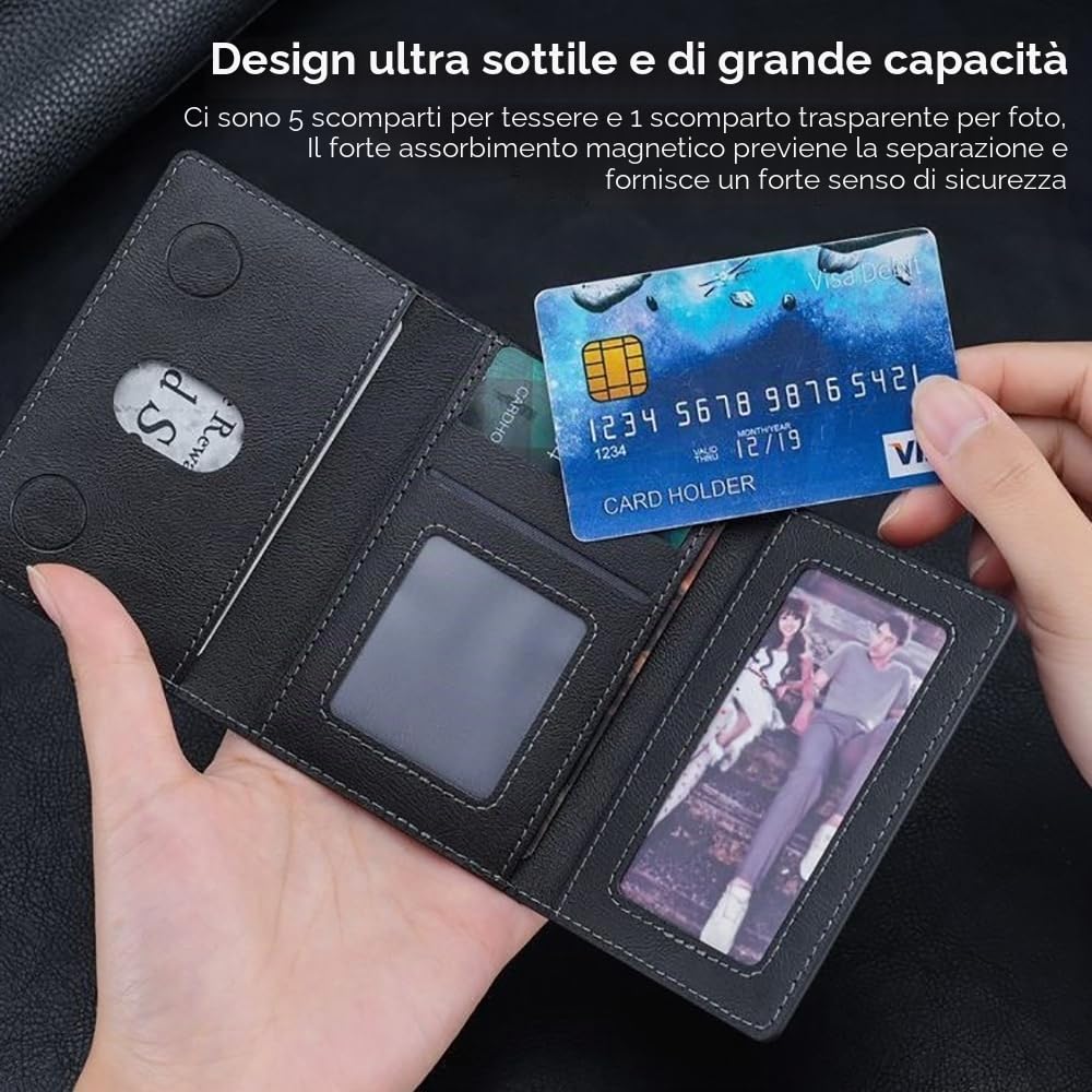 Portafoglio Magnetico per Telefono in Pelle Elegante Porta Carte di Credito per Smartphone Accessorio Moderno per Uomini e Donne Perfetto per Ogni Occasione(Nero)
