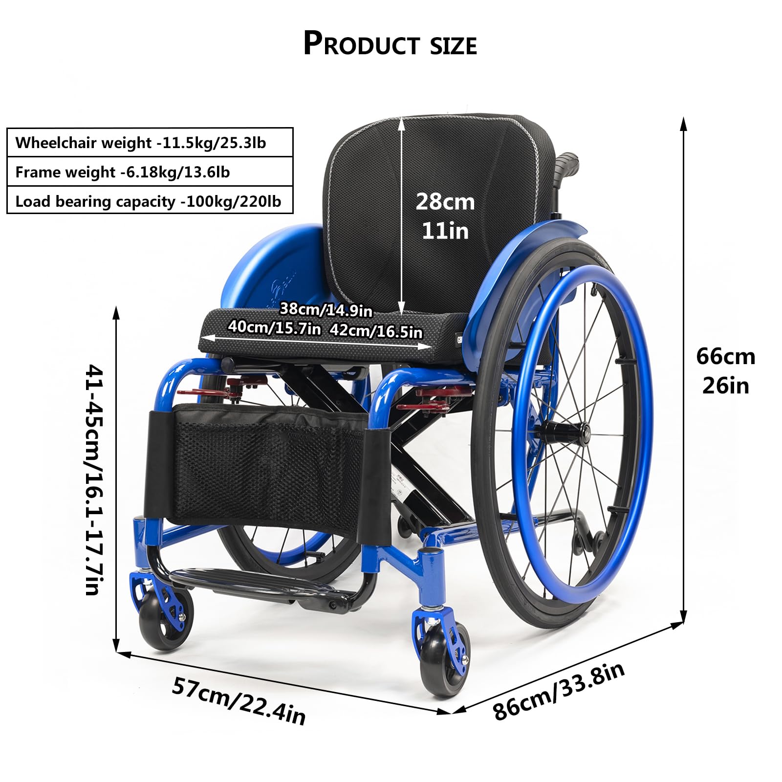 Sillas De Ruedas Deportivas Y De Ocio Para Adultos,silla De Ruedas De Transporte,silla De Ruedas Deportiva Ultraligera Plegable Todo Terreno,silla De Ruedas Manual Portátil De Aleación De Aluminio(Sea