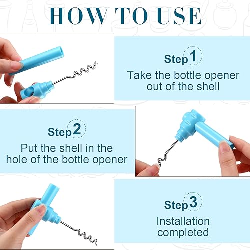 Miniatura 6 de Patelai 6 piezas de sacacorchos de vino de bolsillo de viaje portátil abridor de vino de plástico abrecorcho para vino, mini tornillo de corcho para