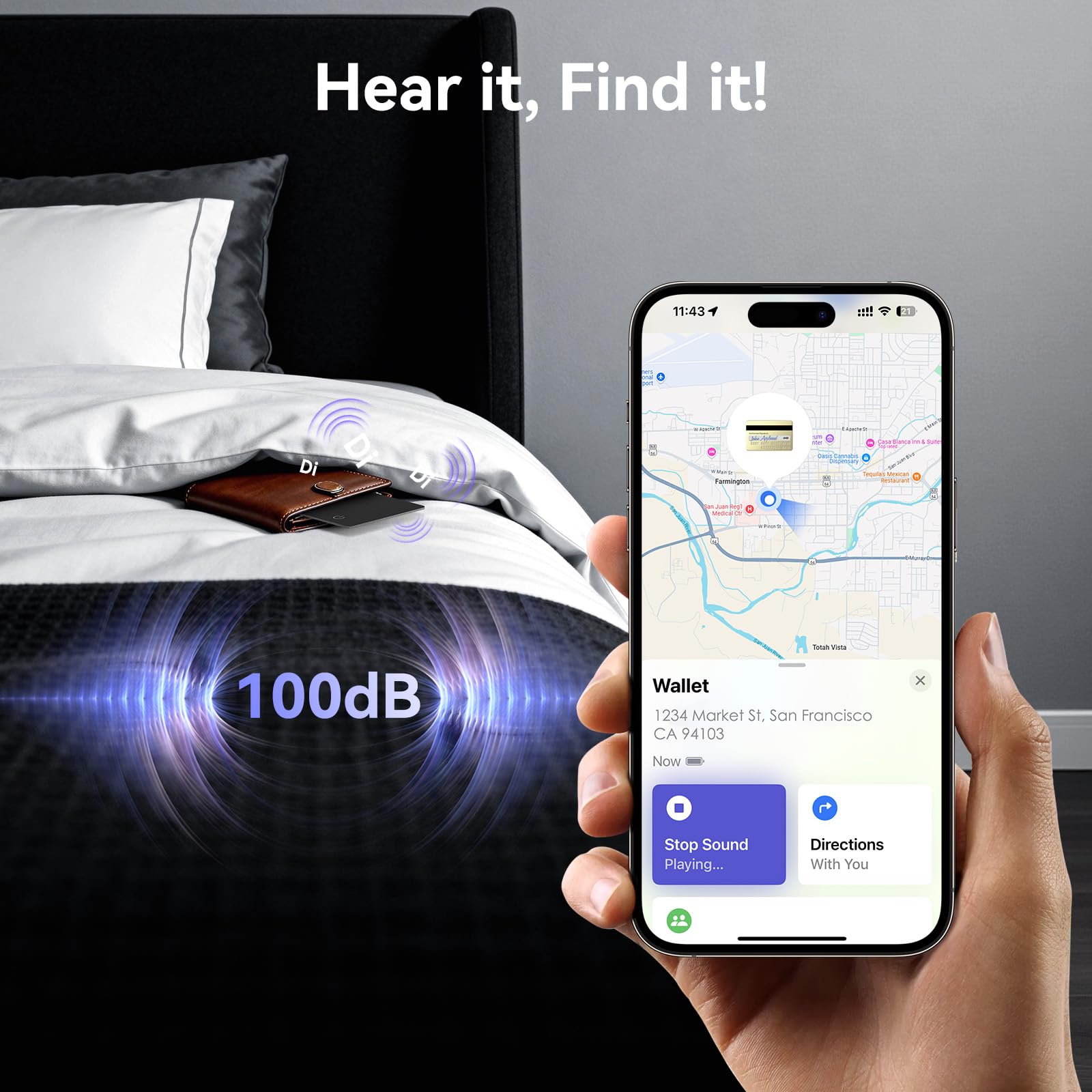 Wallet Tracker Card (iOS only), 0.07in Slim Tracking Card, IP68 Waterproof Bluetooth Tracker Compatible with Apple Find My, Wireless Charging Item Locator for Purse, Passports - 3